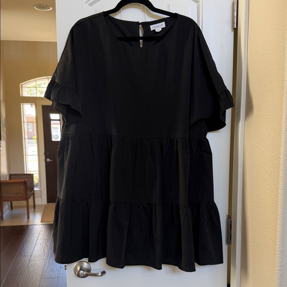 Chic Soul Black Ruffle Tiered blouse